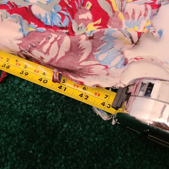 Floral Autumn Red & Gold Thin Knit Scarf Sarong Bohemian Festival Hipister - Picture 5 of 6